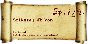 Szikszay Áron névjegykártya