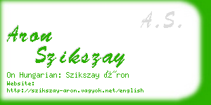 aron szikszay business card